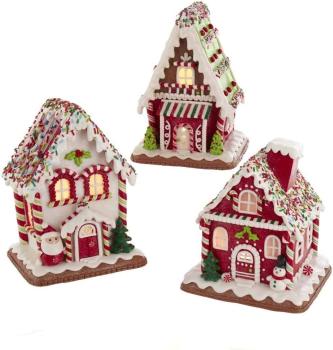 Kurt Adler GBJ0014 - LED Lebkuchenhaus mehrfarbig, Größe 18 cm -3er SET-